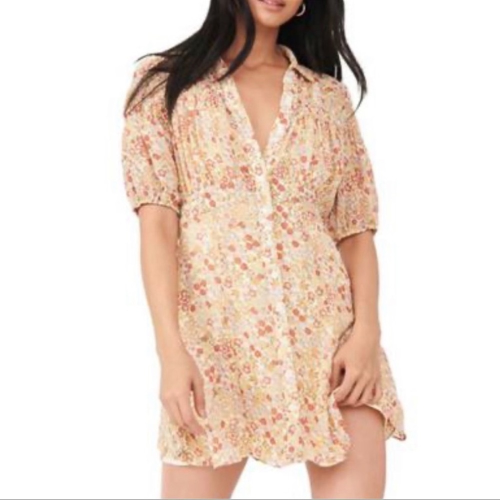Free People Women’s Bonnie Mini Dress in Tea Combo. Size Small